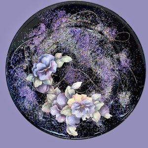 🥳 5/$35!! 🥳 VTG 6" Decorative Pansy Plate - Decoupaged and Fab!